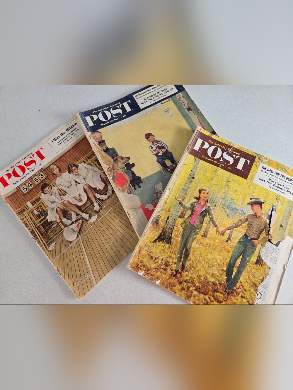 Saturday Evening Post Magazine Lot Vintage 1952 Retro Vtg